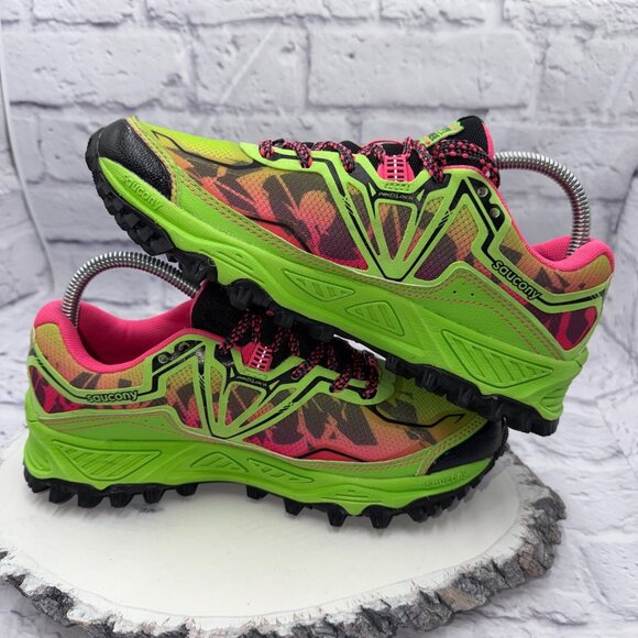 Saucony Xodus 6.0 Vibram Trail Running Shoes Women's Size 8 Neon Sneakers - Picture 10 of 13